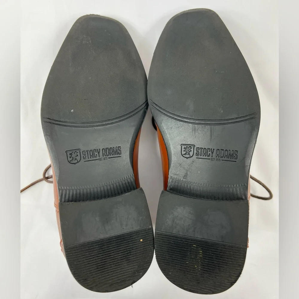 STACY ADAMS Cognac Brown Templeton Oxford Cap Toe Dress Shoes Kid's Size 13.5M